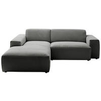 ECKSOFA Anthrazit Cord  - Anthrazit/Schwarz, Design, Kunststoff/Textil (189/230cm) - Pure Home Lifestyle
