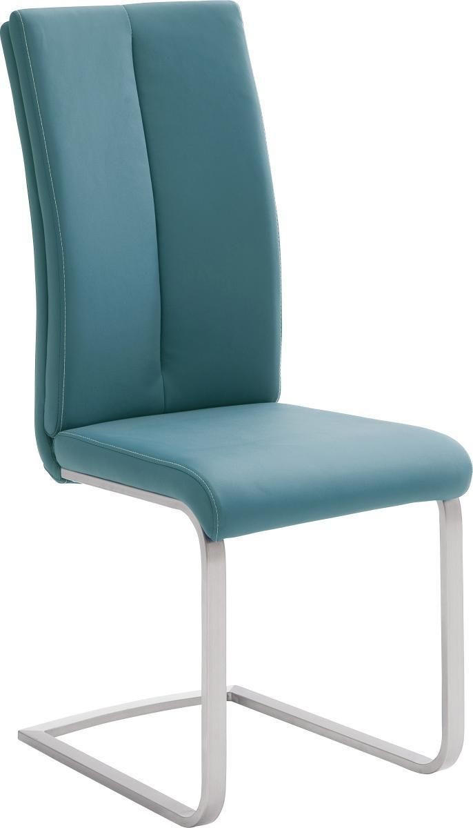 SCHWINGSTUHL  in Edelstahl Lederlook  - Edelstahlfarben/Petrol, Design, Textil/Metall (42/104/61cm) - MID.YOU
