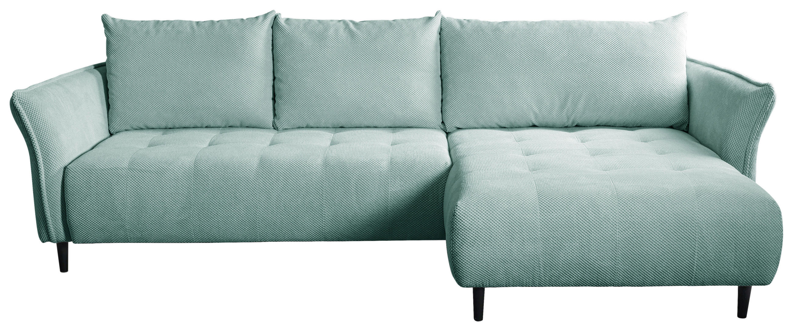 ECKSOFA MONTE CARLO Mintgrün Struktur, Plüsch  - Schwarz/Mintgrün, Trend, Textil (290/160cm) - MID.YOU