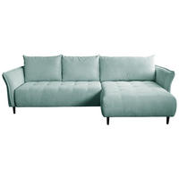 ECKSOFA MONTE CARLO Mintgrün Struktur, Plüsch  - Schwarz/Mintgrün, Trend, Textil (290/160cm) - MID.YOU