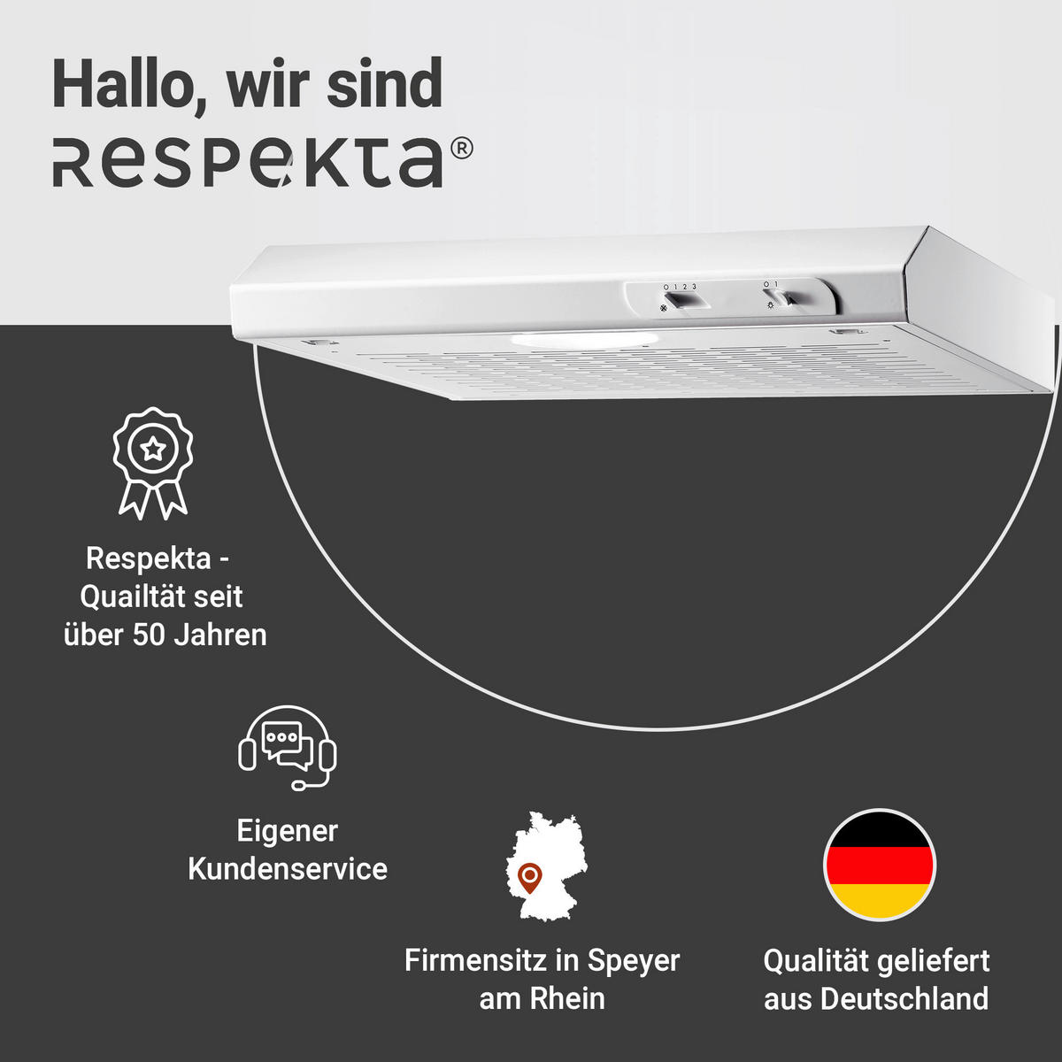 DUNSTABZUGSHAUBE DH520WL  - Weiß, Trend, Metall (50/7,6/47cm) - Respekta