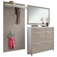 GARDEROBE 3-teilig  in 210/195/31 cm  - Taupe/Weiß, Design, Glas/Holzwerkstoff (210/195/31cm)