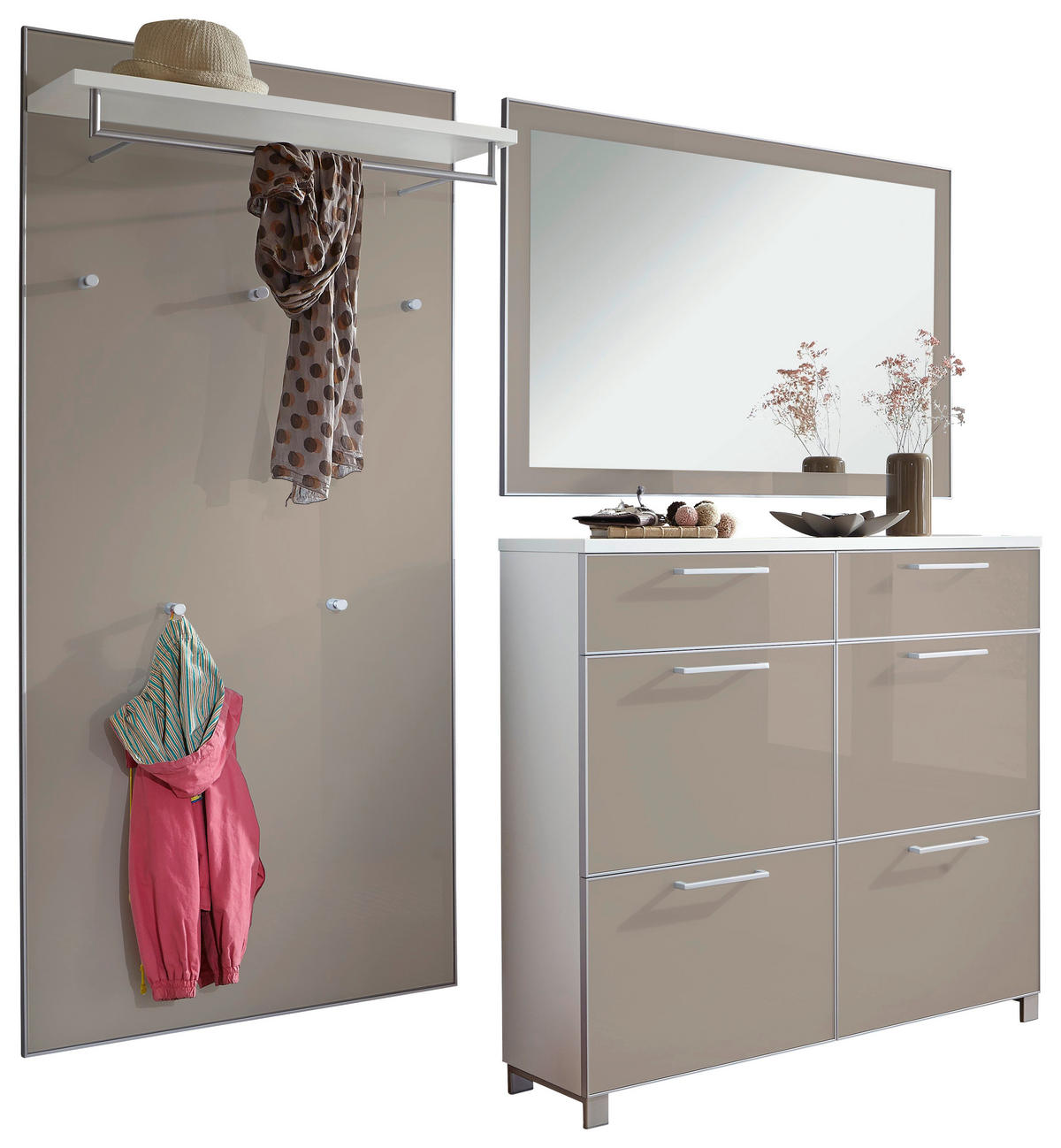Garderobe (3-teilig) in Taupe & Weiß online finden