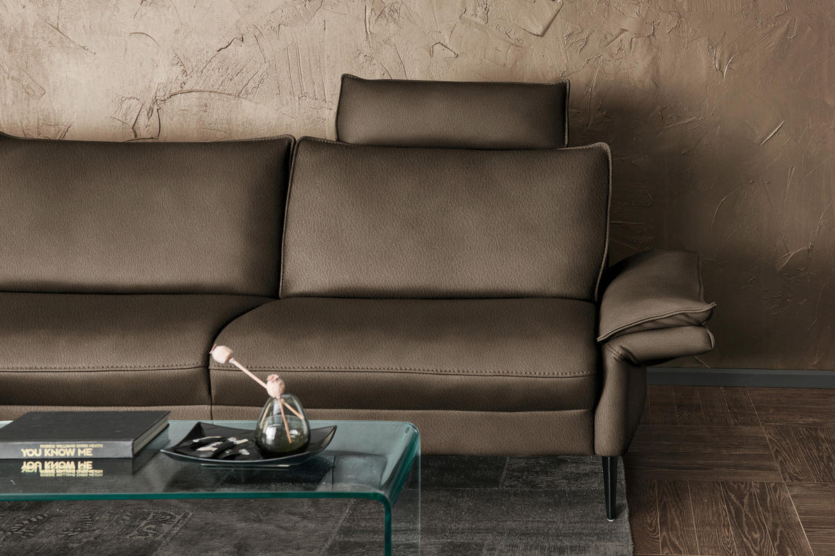 ECKSOFA in Echtleder Dunkelbraun  - Dunkelbraun/Schwarz, Design, Leder/Metall (172/334cm) - Hukla