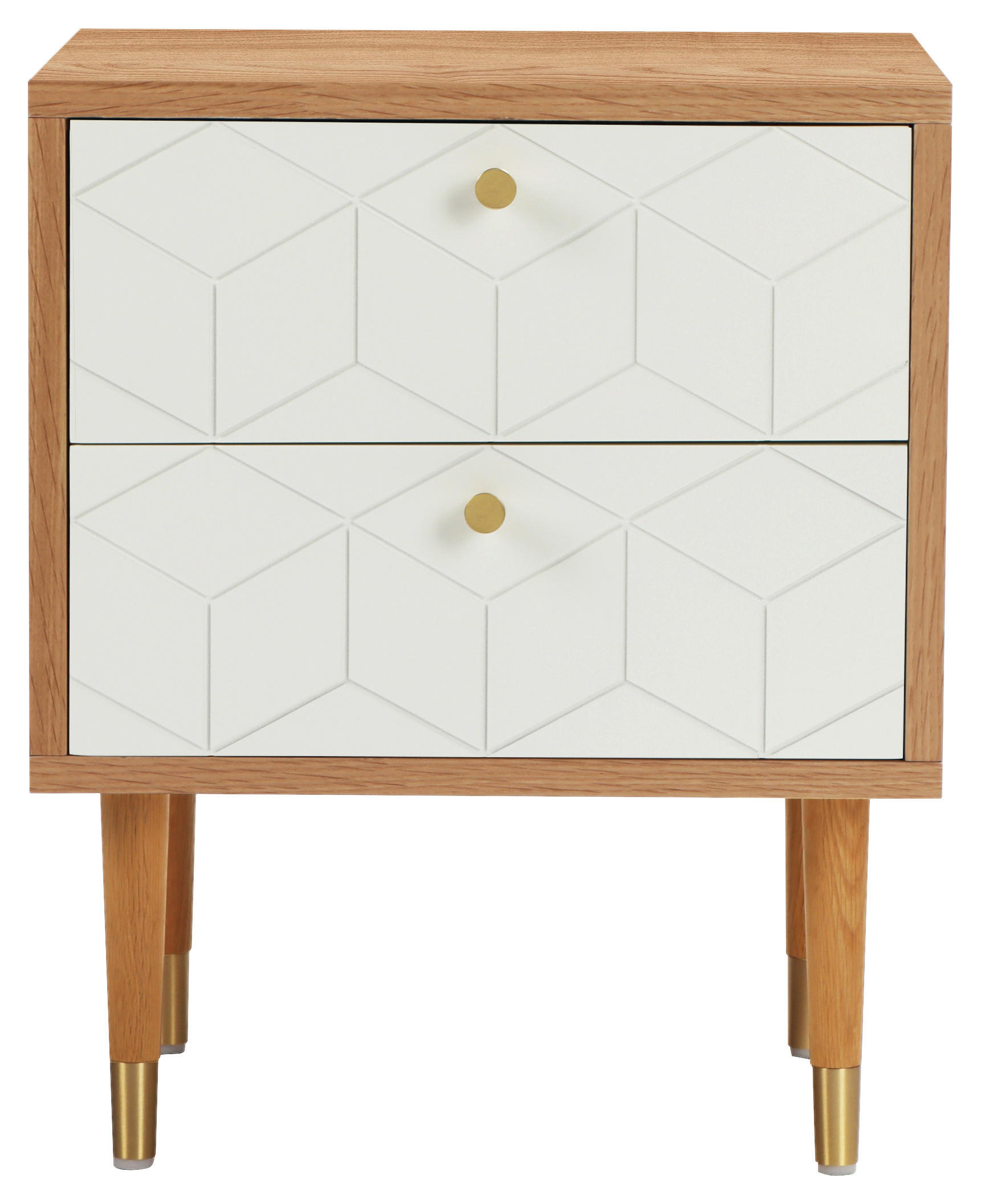 NACHTSCHRANK 45/55/40 cm Eiche massiv  - Eichefarben/Goldfarben, Design, Holz/Holzwerkstoff (45/55/40cm) - Boxxx