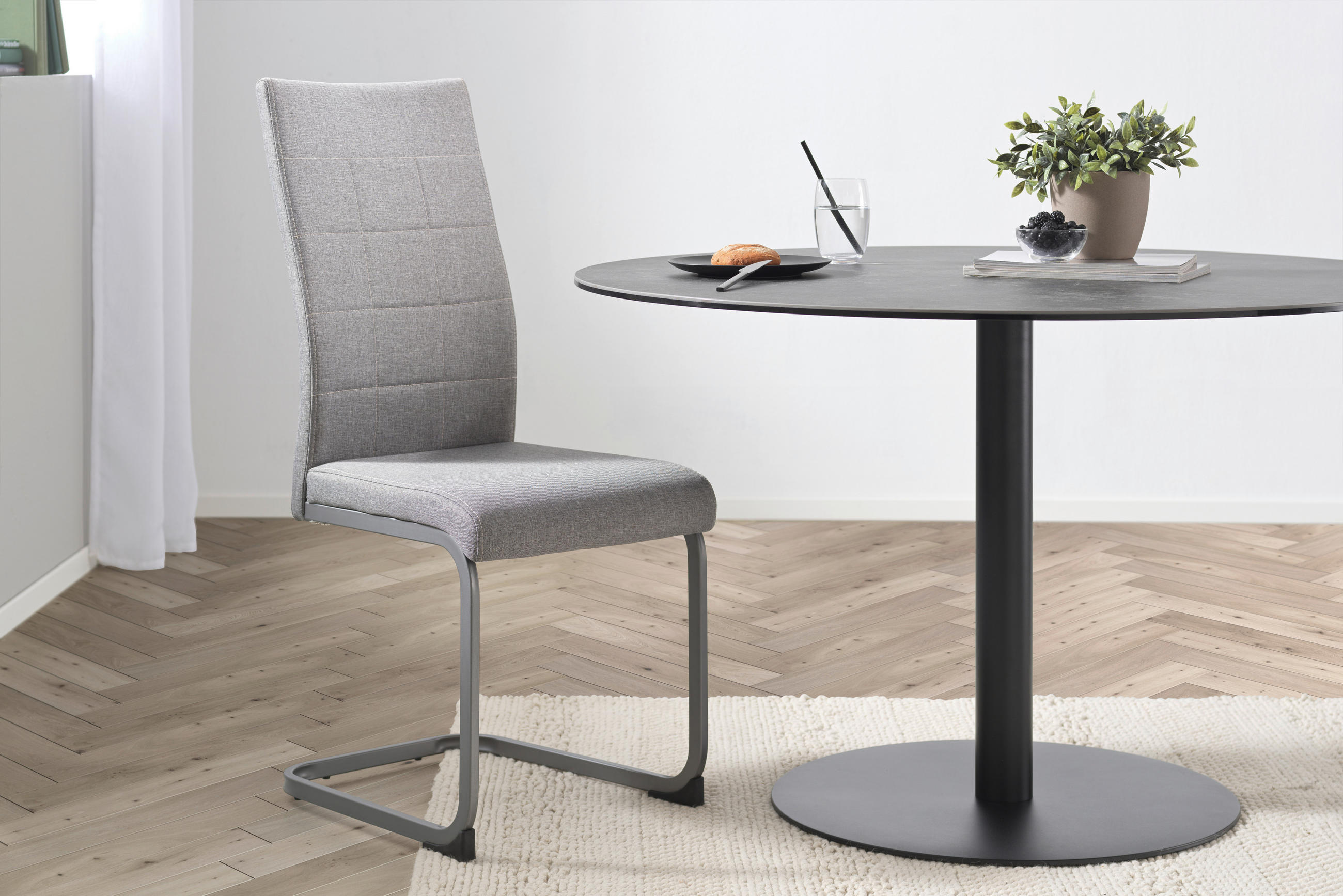 SCAUN CANTILEVER din metal, textil gri, gri deschis  - gri deschis/gri, Modern, metal/textil (43/100/59cm) - Livetastic