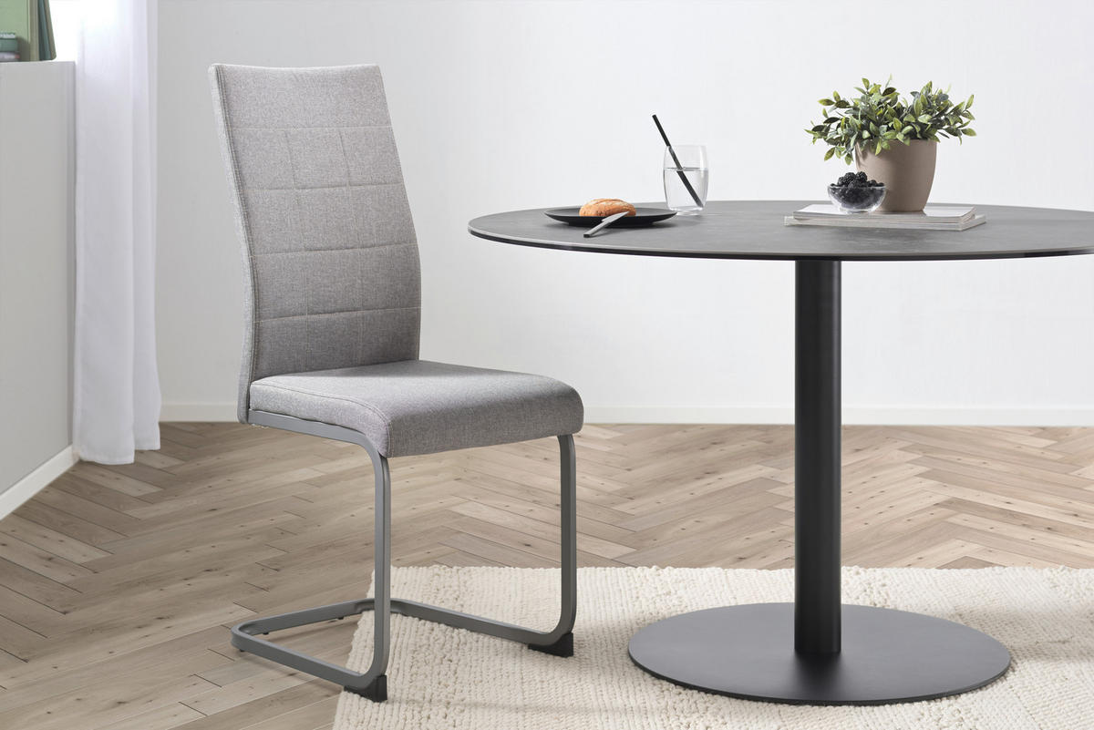 SCHWINGSTUHL  in Eisen Mikrofaser  - Hellgrau/Grau, Modern, Textil/Metall (43/100/59cm) - Livetastic