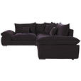 ECKSOFA Dunkelbraun Velours  - Chromfarben/Dunkelbraun, KONVENTIONELL, Kunststoff/Textil (247/247cm) - Carryhome