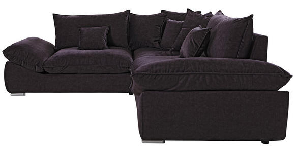 ECKSOFA Dunkelbraun Velours  - Chromfarben/Dunkelbraun, KONVENTIONELL, Kunststoff/Textil (247/247cm) - Carryhome