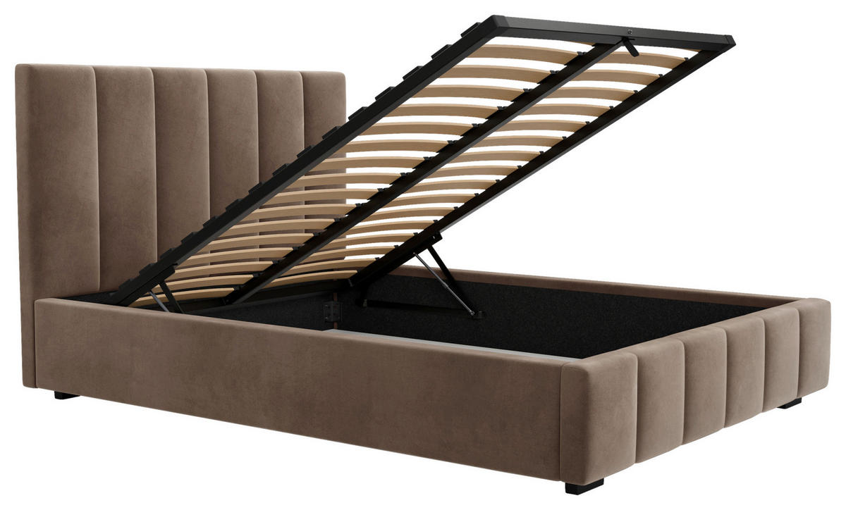POLSTERBETT Lattenrost, Bettkasten 180/200 cm  in Taupe  - Taupe/Schwarz, Design, Holz/Kunststoff (180/200cm) - Boxxx