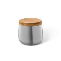 POSODA ZA SHRANJEVANJE        11/9,5 cm      - barve nerjavečega jekla, Basics, kovina/les (11/9,5cm) - Zack
