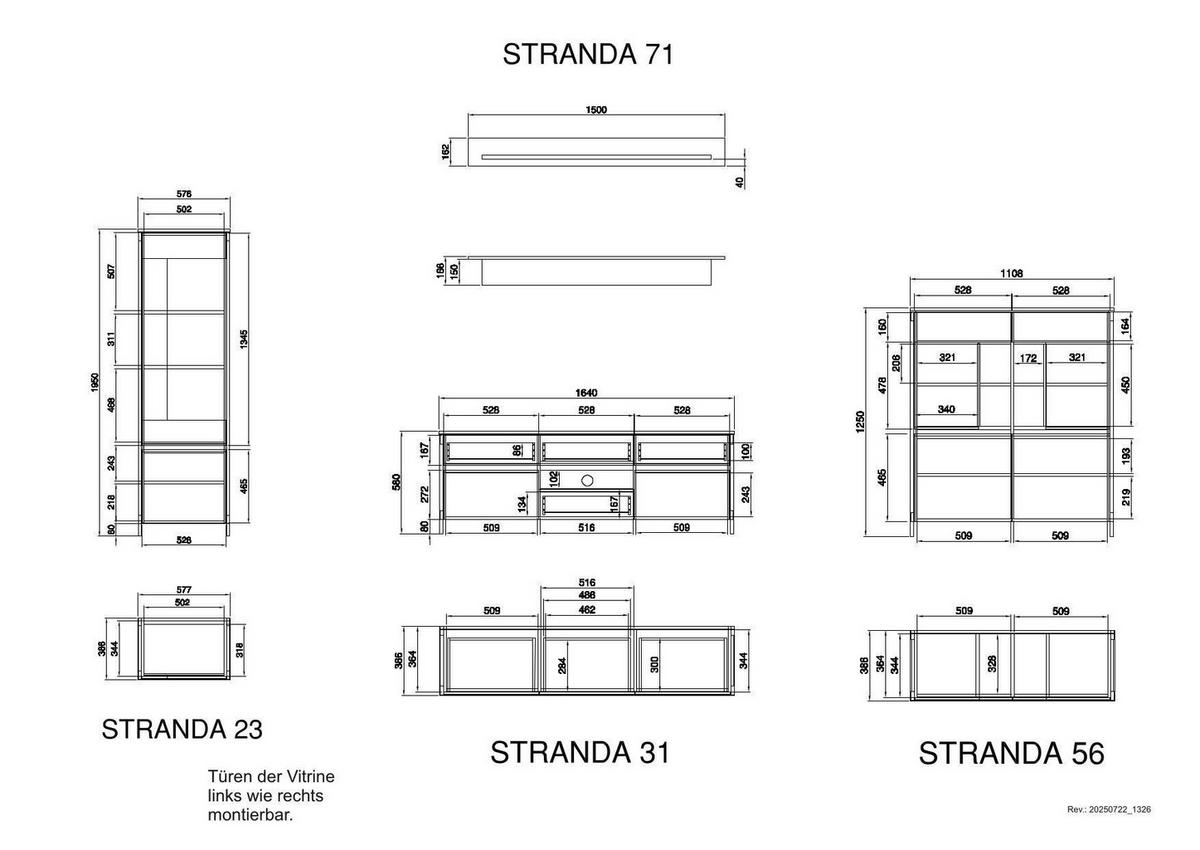 WOHNWAND 4-teilig  in Eukalyptusholzfarben  363/195/39 cm  - Eukalyptusholzfarben/Eichefarben, Design, Holzwerkstoff (363/195/39cm) - MID.YOU