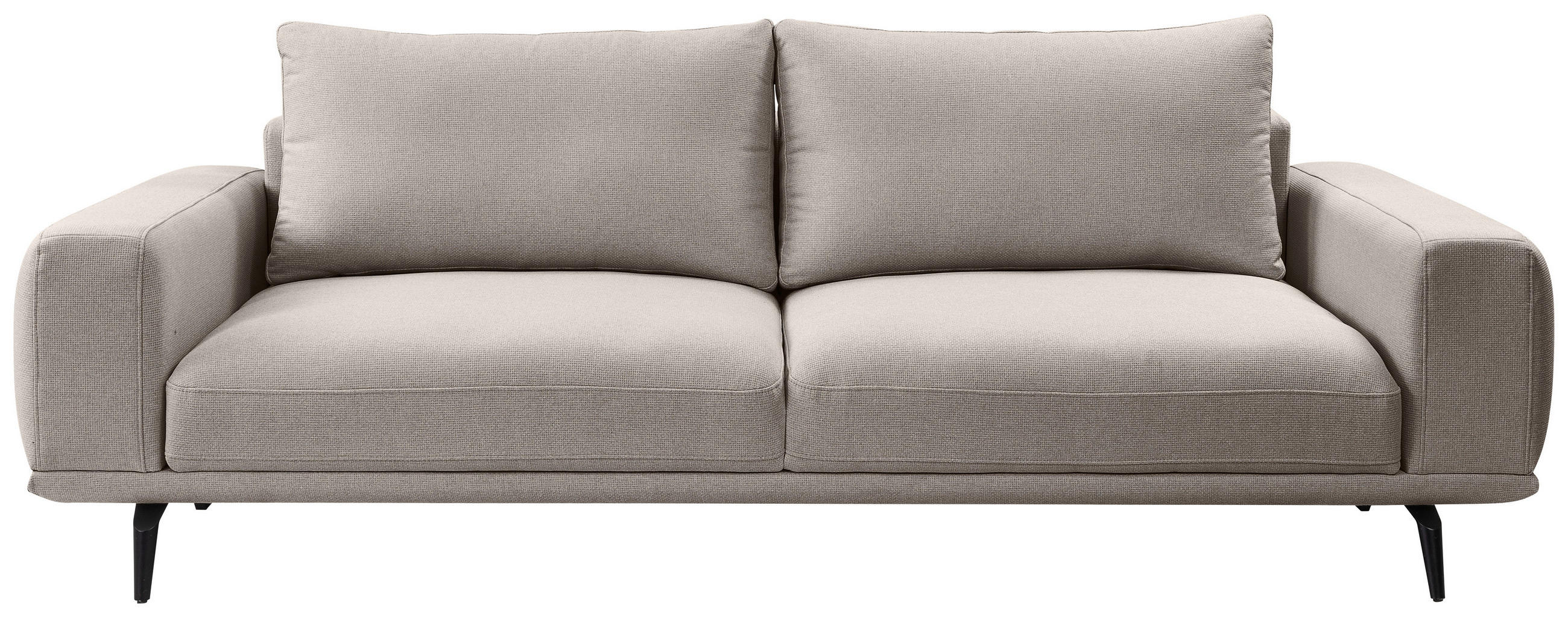 3-SITZER-SOFA Webstoff Hellbraun  - Hellbraun/Schwarz, MODERN, Textil/Metall (242/89/115cm) - MID.YOU