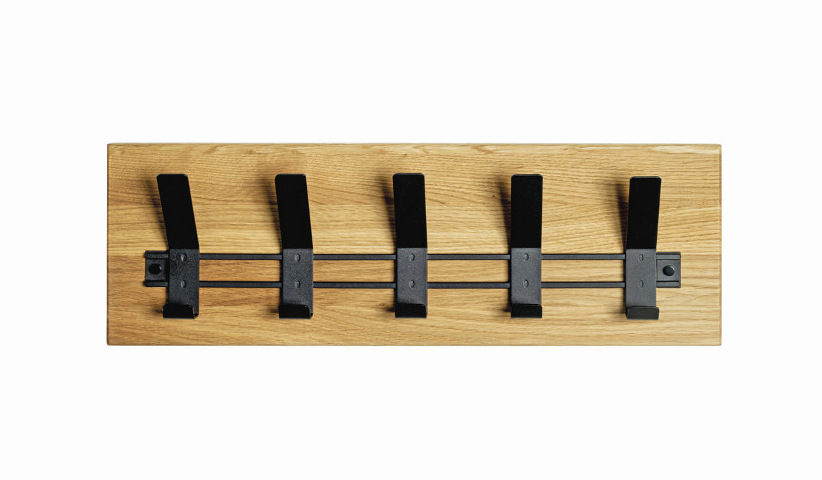 WANDGARDEROBE  in Eiche massiv Schwarz, Eichefarben  - Eichefarben/Schwarz, KONVENTIONELL, Holz/Metall (60/20/10cm)