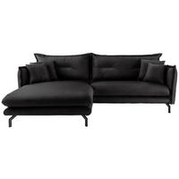 ECKSOFA Schwarz Lederlook  - Schwarz, MODERN, Textil/Metall (180/255cm) - Livetastic