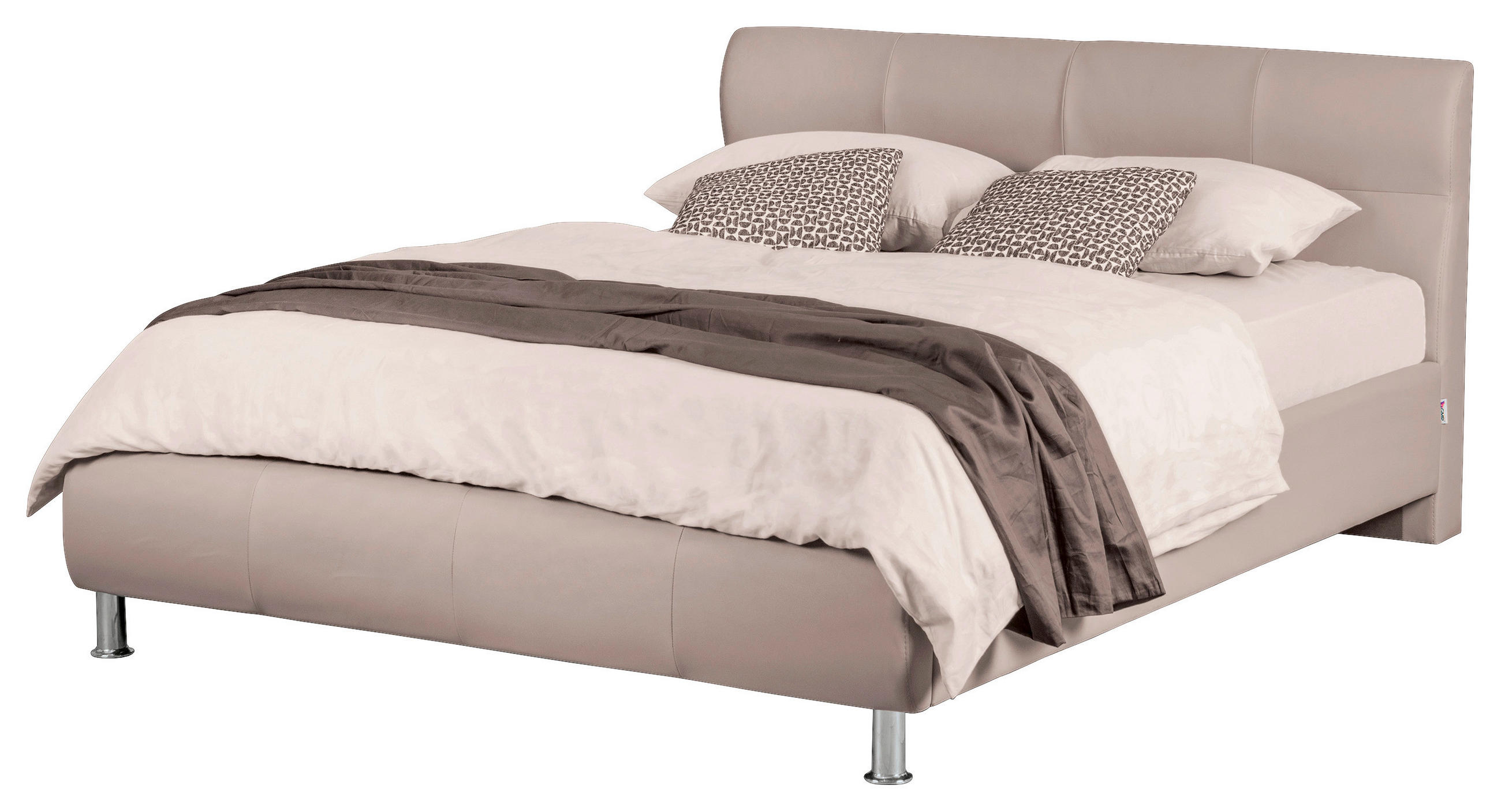 KÁRPITOZOTT ÁGY  barna  - krómszínű/barna, Konventionell, faalapú anyag/textil (167/95/218cm) - Hom`in