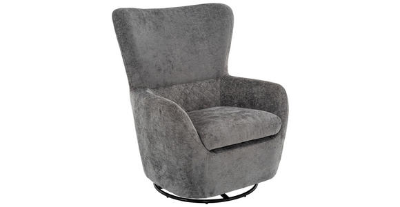 SESSEL in Chenille Anthrazit - Anthrazit/Schwarz, Design, Textil/Metall (80/100/85cm) - Carryhome
