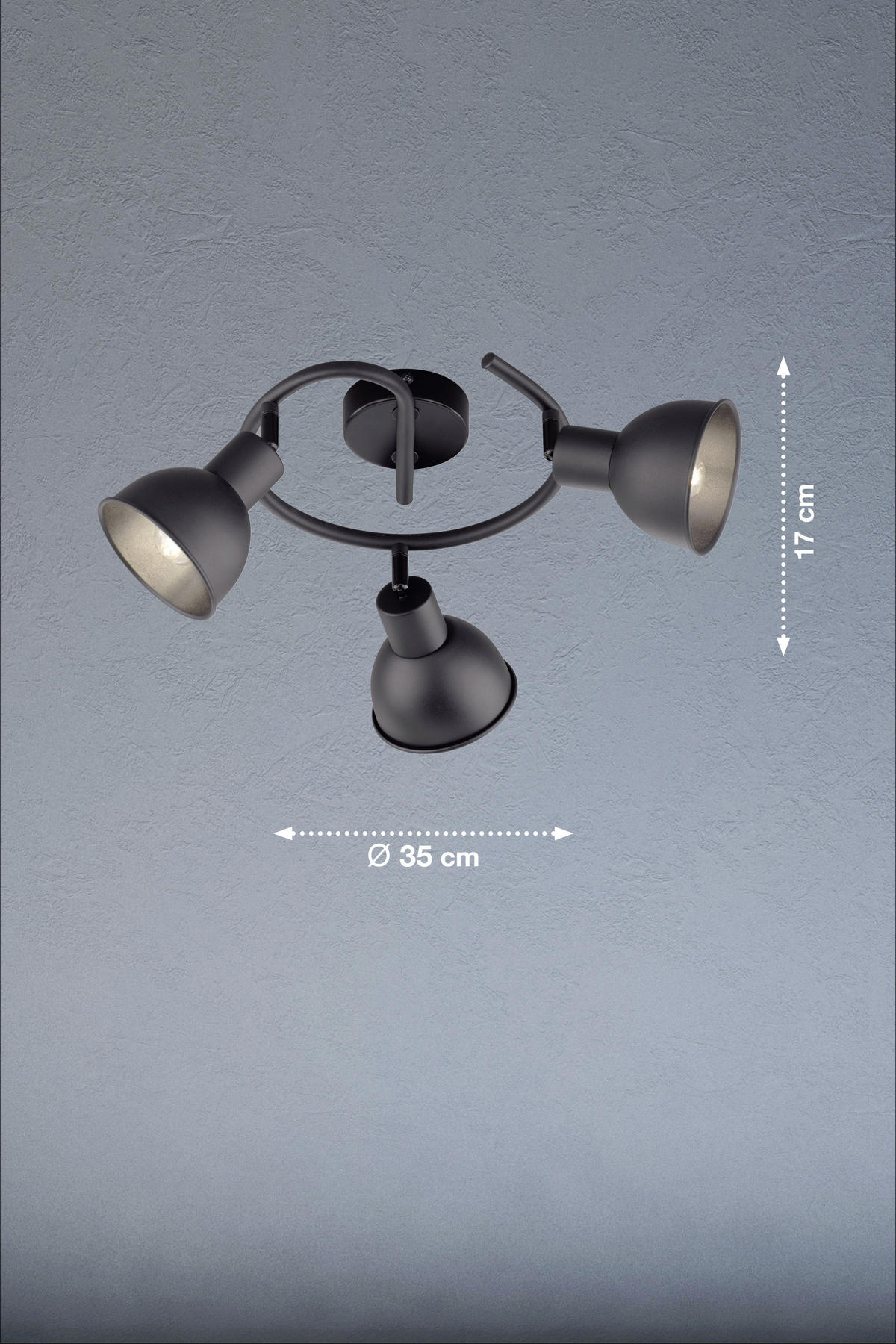 DECKENSTRAHLER - Schwarz, Design, Metall (35,00/17cm) - Fischer & Honsel