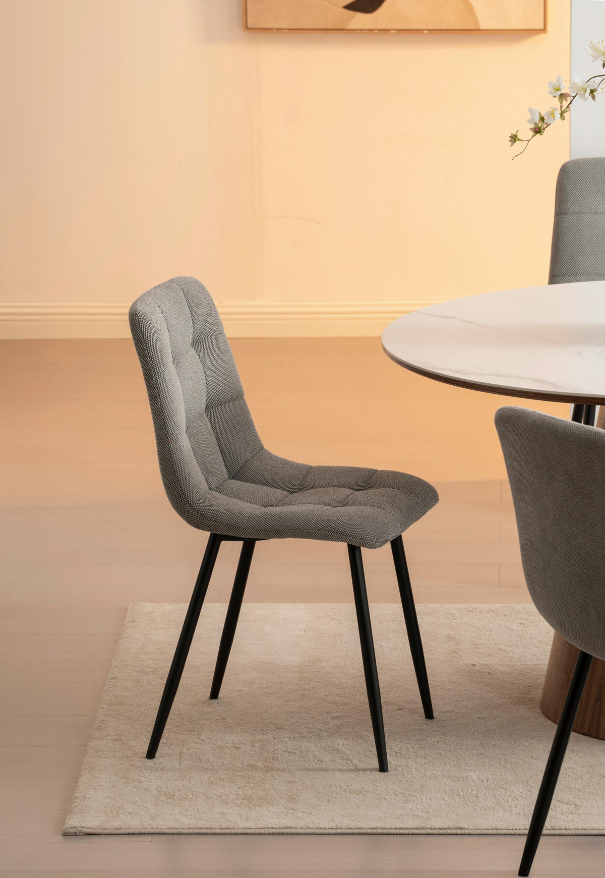 STOL S ŠTIRIMI NOGAMI, les, kovina, tekstil siva  - siva/črna, Konvencionalno, kovina/tekstil (45/88/55cm) - P & B