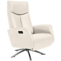 RELAXSESSEL Echtleder Relaxfunktion, Fußteilverstellung    - Silberfarben/Creme, Design, Leder/Metall (73/105/82cm) - Welnova