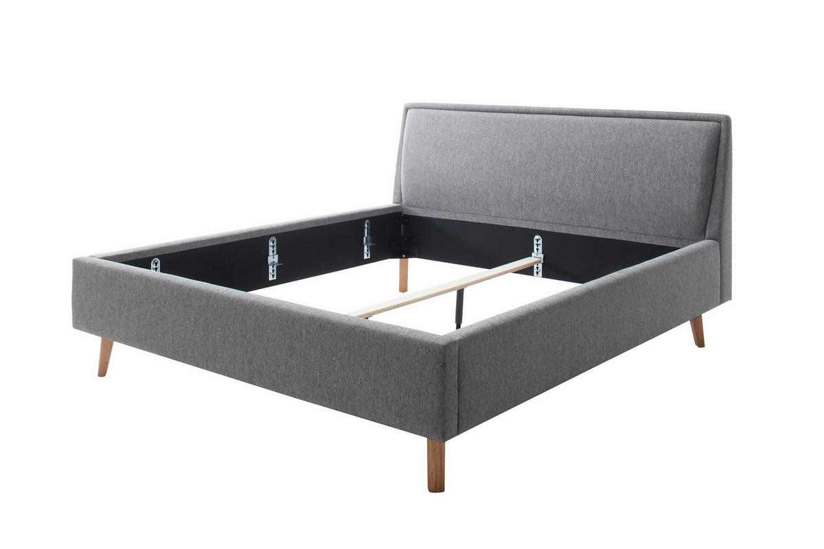 POLSTERBETT FRIEDA 140/200 cm  in Grau  - Eichefarben/Grau, MODERN, Holz/Textil (140/200cm) - Livetastic