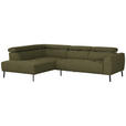 ECKSOFA in Webstoff Olivgrün  205/280 cm  - Schwarz/Olivgrün, Design, Textil/Metall (205/280cm) - Xora