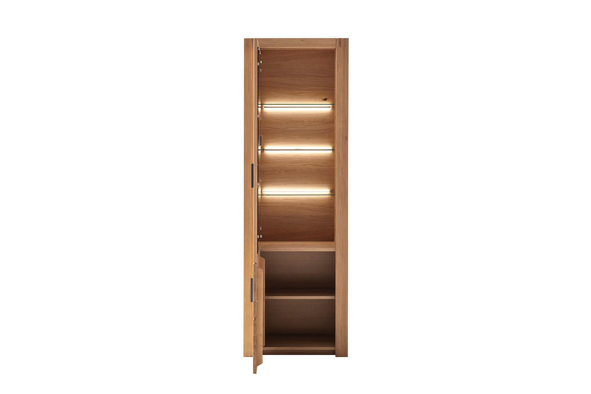 VITRINE in massiv Asteiche Eichefarben  - Eichefarben/Anthrazit, Design, Glas/Holz (66/203/37cm) - Livetastic