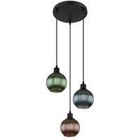 HÄNGELEUCHTE 36/120 cm    - Multicolor/Schwarz, Trend, Glas/Metall (36/120cm) - Globo