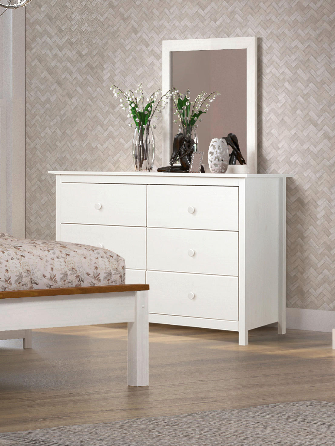 KOMMODE  in 130/80/45 cm  - Weiß, Natur, Holz (130/80/45cm) - Livetastic