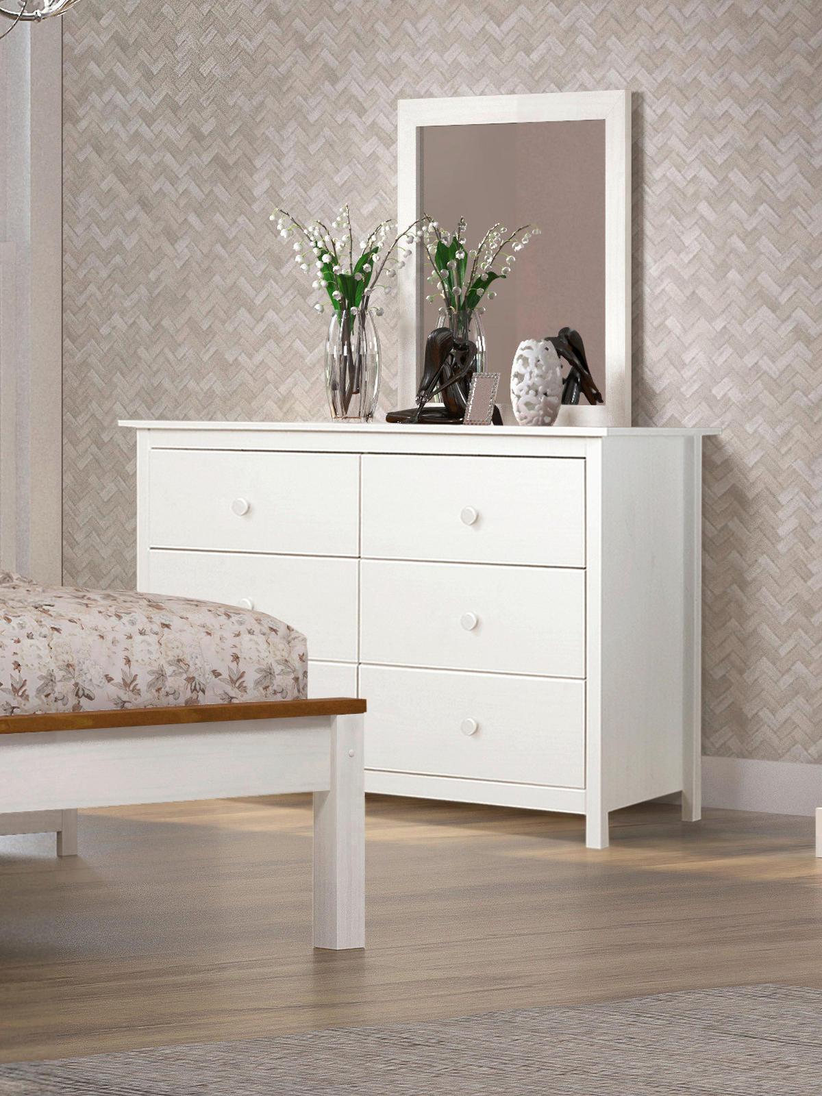 KOMMODE  in 130/80/45 cm  - Weiß, Natur, Holz (130/80/45cm) - Livetastic