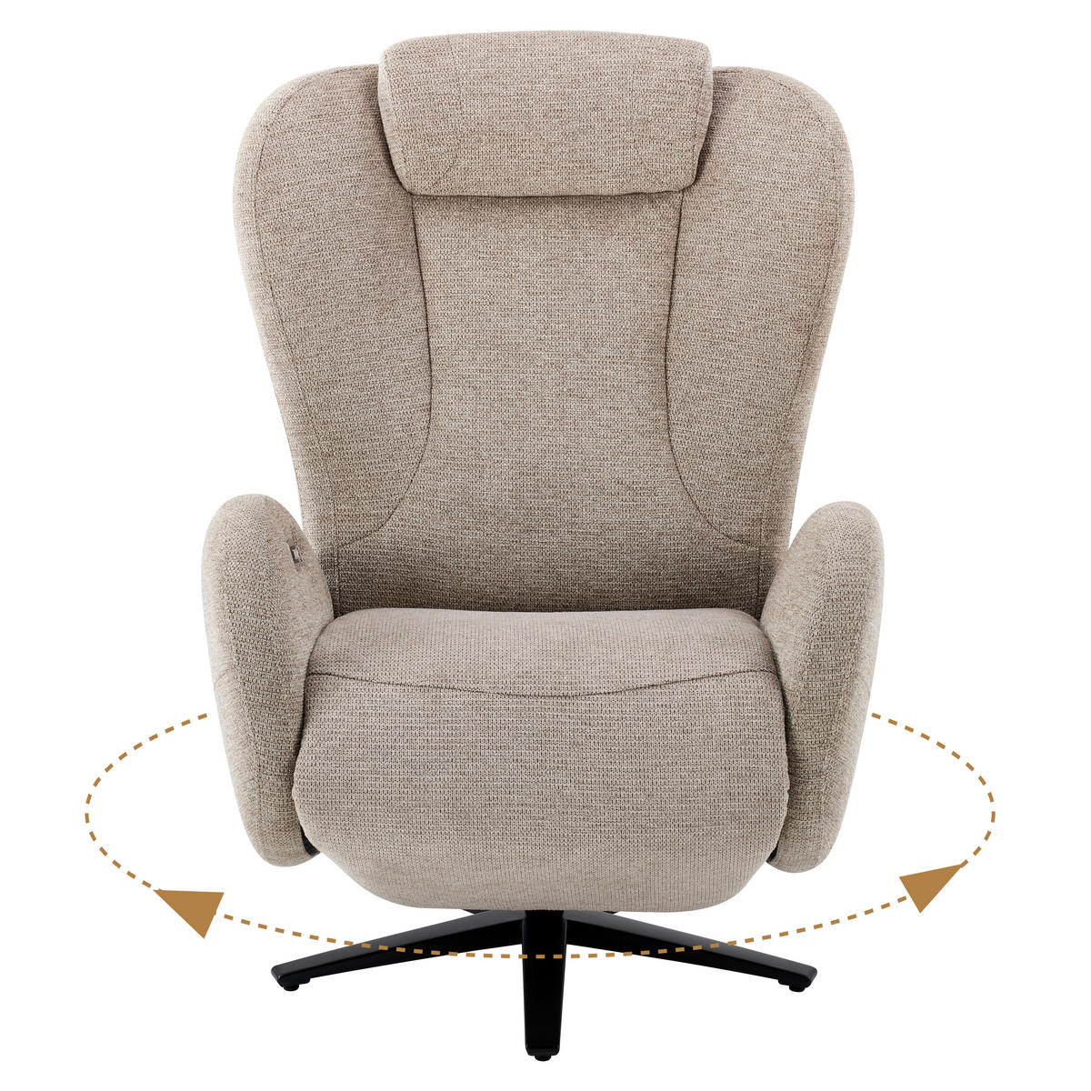RELAXSESSEL Metall, Textil Schwarz, Taupe  - Taupe/Schwarz, Konventionell, Textil/Metall (77/109/89cm) - Stylife
