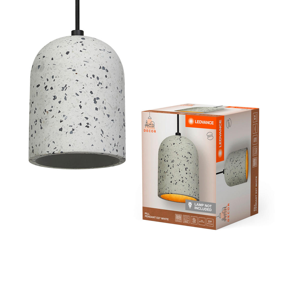 PENDELLEUCHTE 15/150 cm   - Weiß, Natur, Stein (15/150cm) - Ledvance
