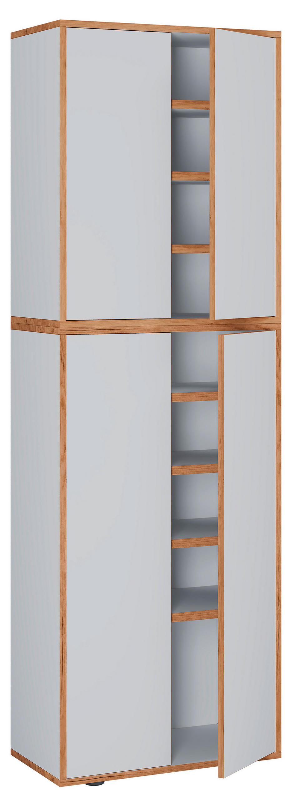 SCHUHSCHRANK Weiß, Honigeiche - Honigeiche/Schwarz, Design, Holzwerkstoff/Kunststoff (60/183/33cm) - MID.YOU