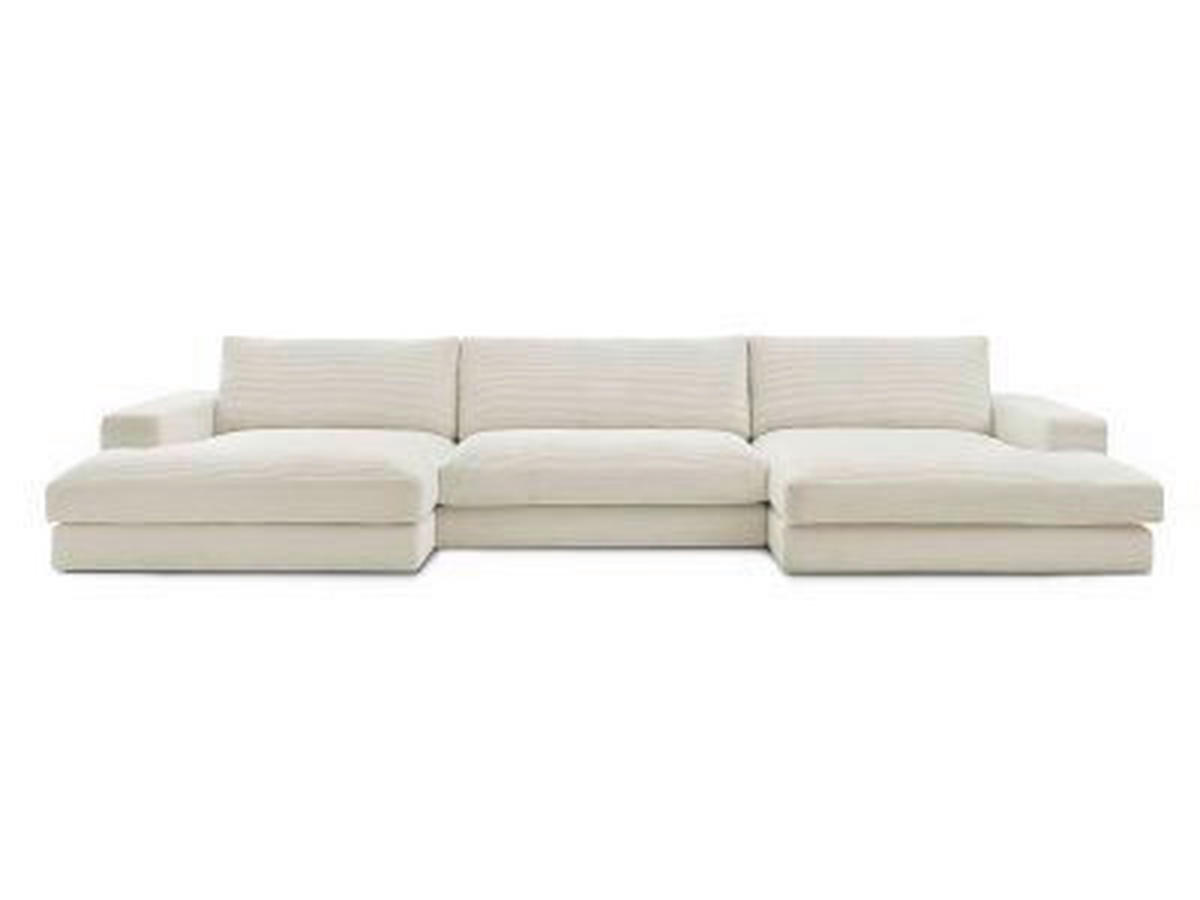 WOHNLANDSCHAFT LEONARD Beige Cord  - Beige/Schwarz, MODERN, Kunststoff/Textil (159/349/159cm)