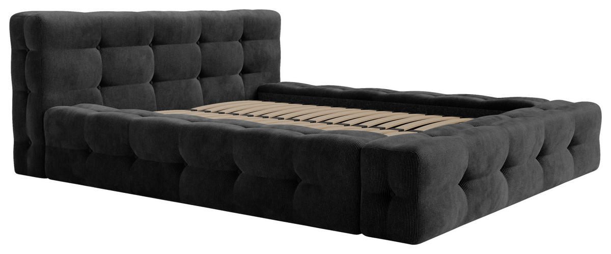 POLSTERBETT Lattenrost, Bettkasten 120/200 cm  in Anthrazit  - Anthrazit/Schwarz, Design, Holz/Textil (120/200cm) - Boxxx