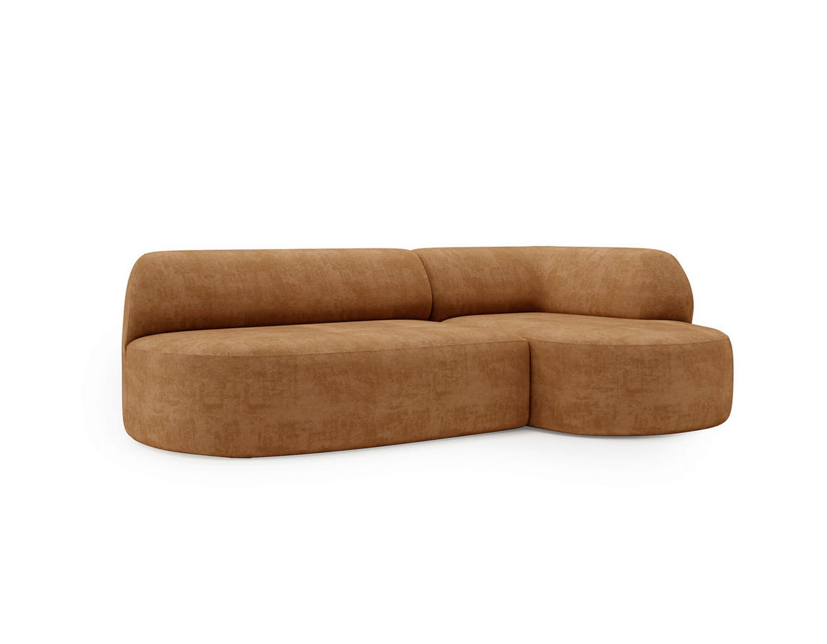 ECKSOFA Chenille Rostfarben  - Rostfarben/Schwarz, Design, Kunststoff/Textil (218/156cm) - Livetastic