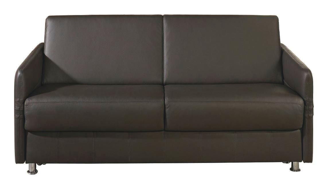 SCHLAFSOFA in Echtleder Braun  - Chromfarben/Braun, Design, Leder/Metall (209/84/100cm) - Bali