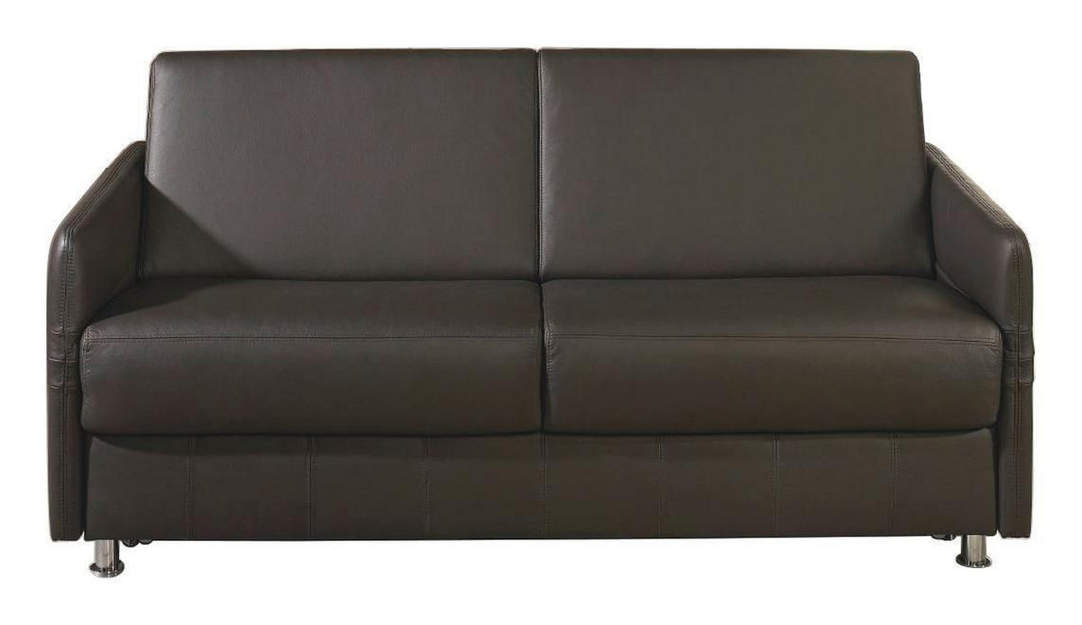 SCHLAFSOFA in Leder Braun  - Chromfarben/Braun, Design, Leder/Metall (209/84/100cm) - Bali
