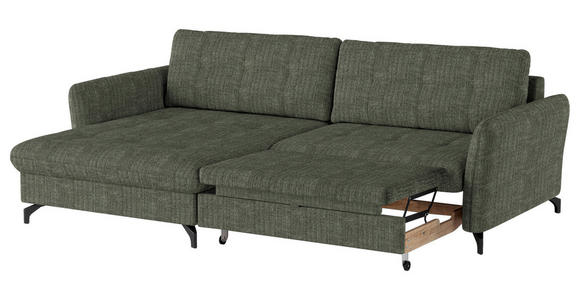 ECKSOFA in Flachgewebe, Leinenoptik Grün  - Schwarz/Grün, Design, Textil/Metall (170/242cm) - Xora