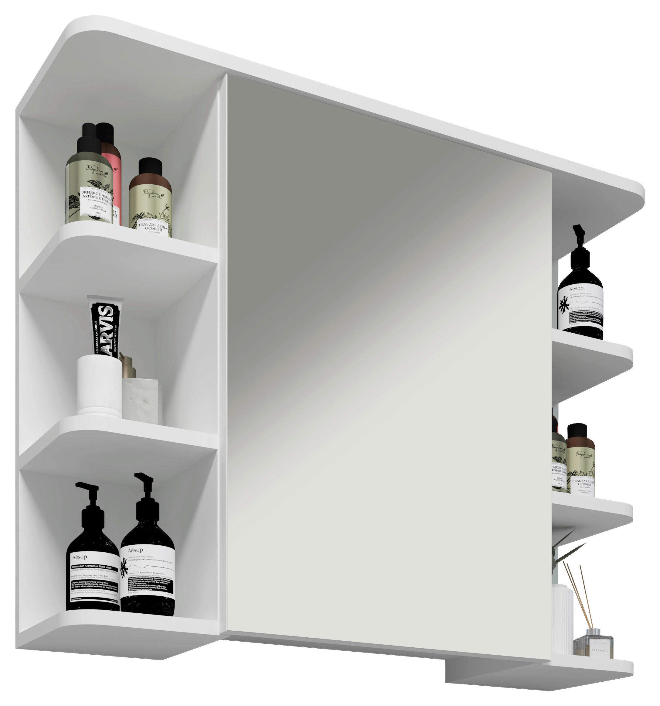 SPIEGELSCHRANK 80/64/21 cm - Weiss, Modern, Glas/Holzwerkstoff (80/64/21cm) - MID.YOU