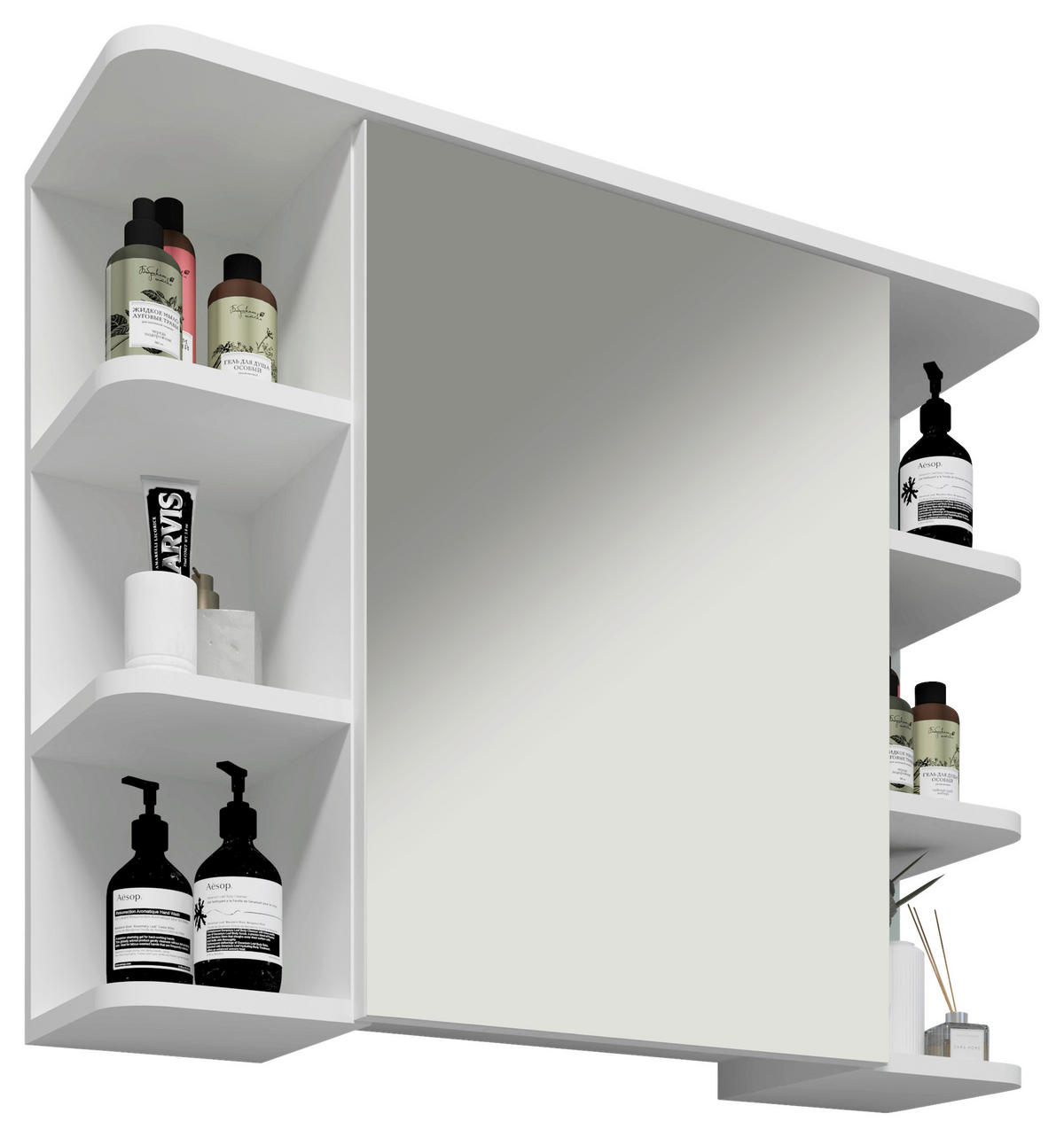 SPIEGELSCHRANK 80/64/21 cm  - Weiss, Modern, Glas/Holzwerkstoff (80/64/21cm) - MID.YOU