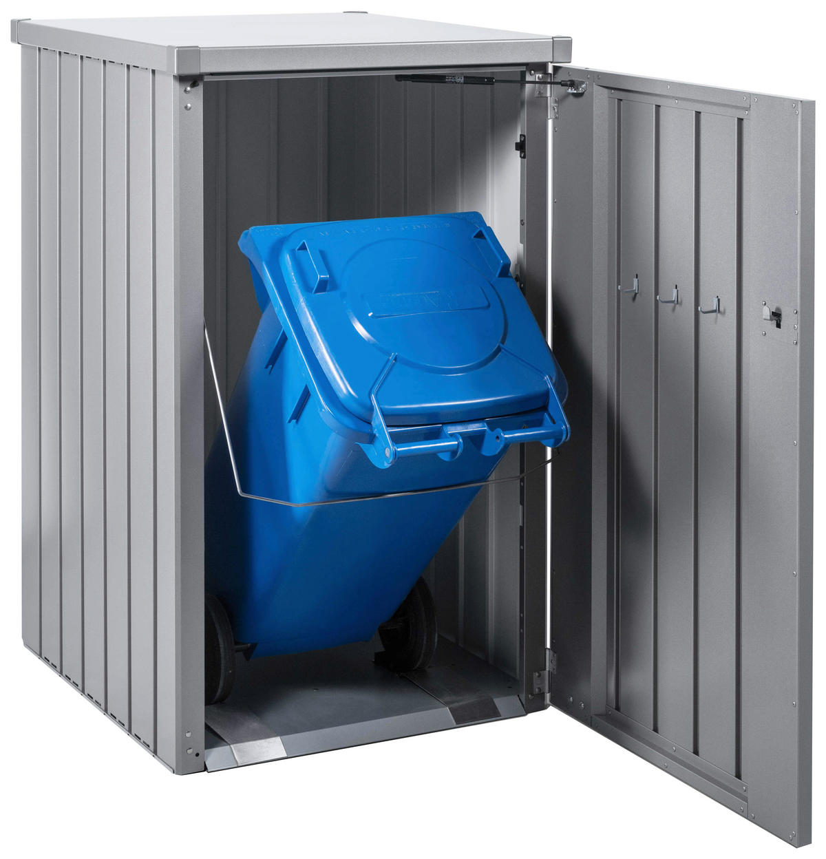 MÜLLTONNENBOX 80/129/88 cm  - Silberfarben, Basics, Metall (80/129/88cm) - Biohort
