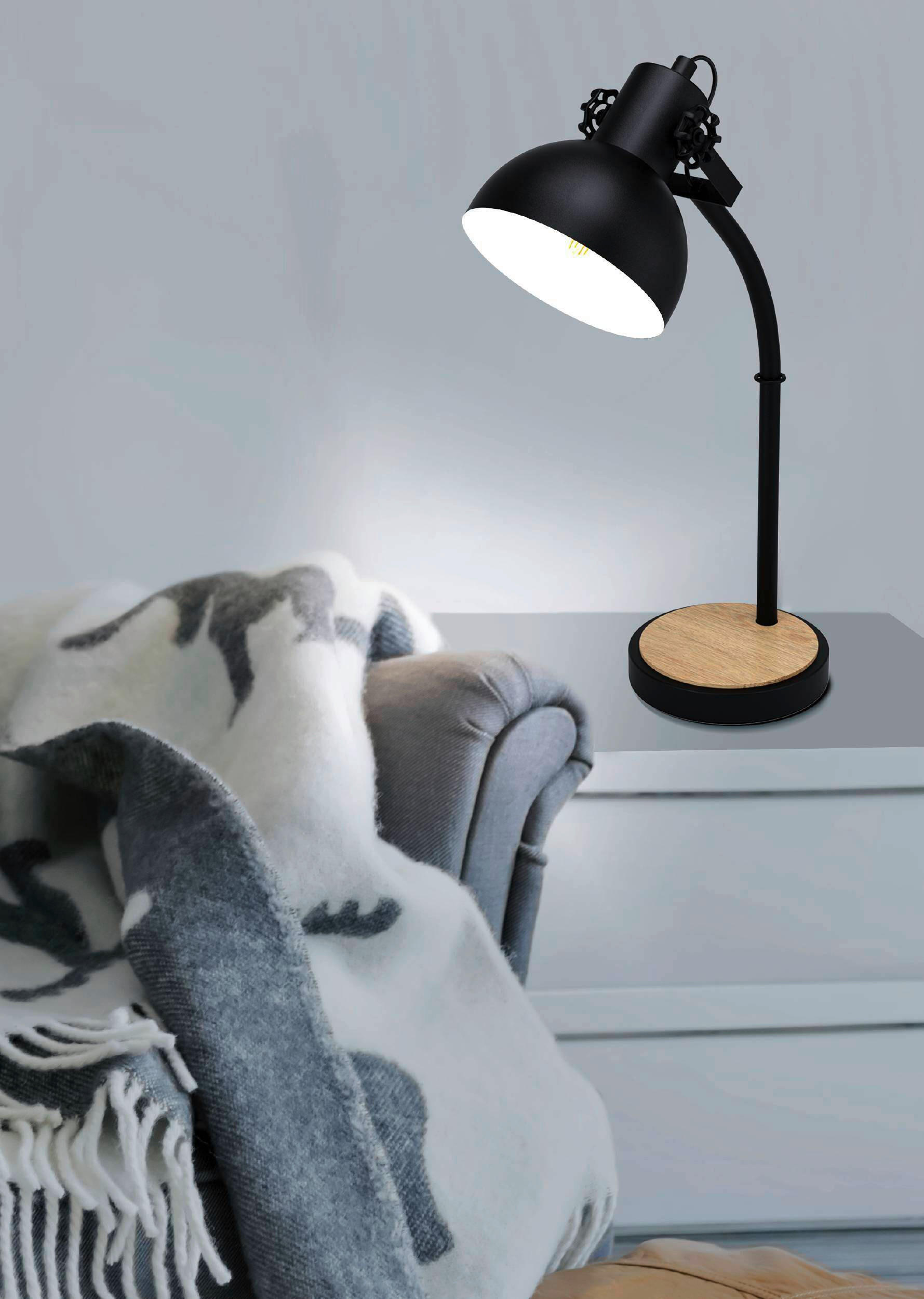 BORDSLAMPA Lubenham 35,5/57 cm   - brun/svart, Lifestyle, metall/trä (35,5/57cm) - Eglo