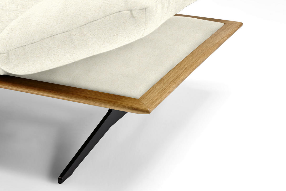 ECKSOFA in Flachgewebe Creme  159/314 cm  - Creme/Schwarz, Design, Holz/Textil (159/314cm) - Dieter Knoll