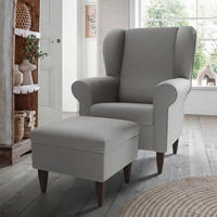 SESSELSET ASINO Struktur Hocker    - Wengefarben/Grau, KONVENTIONELL, Holz/Textil (80/102/86cm) - Livetastic