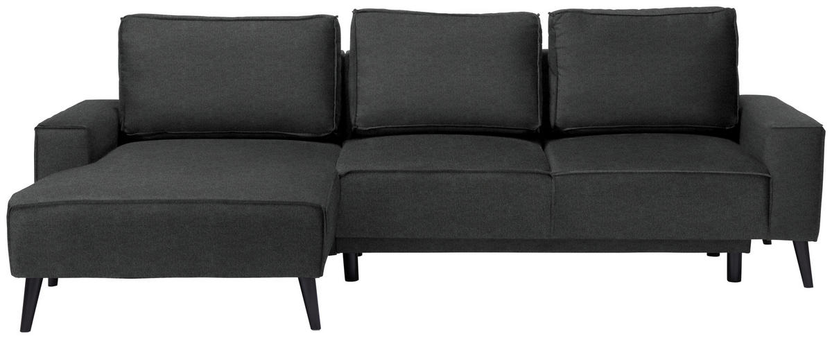 ECKSOFA in Velours Anthrazit  - Anthrazit/Schwarz, Konventionell, Holz/Textil (161/260cm) - Carryhome