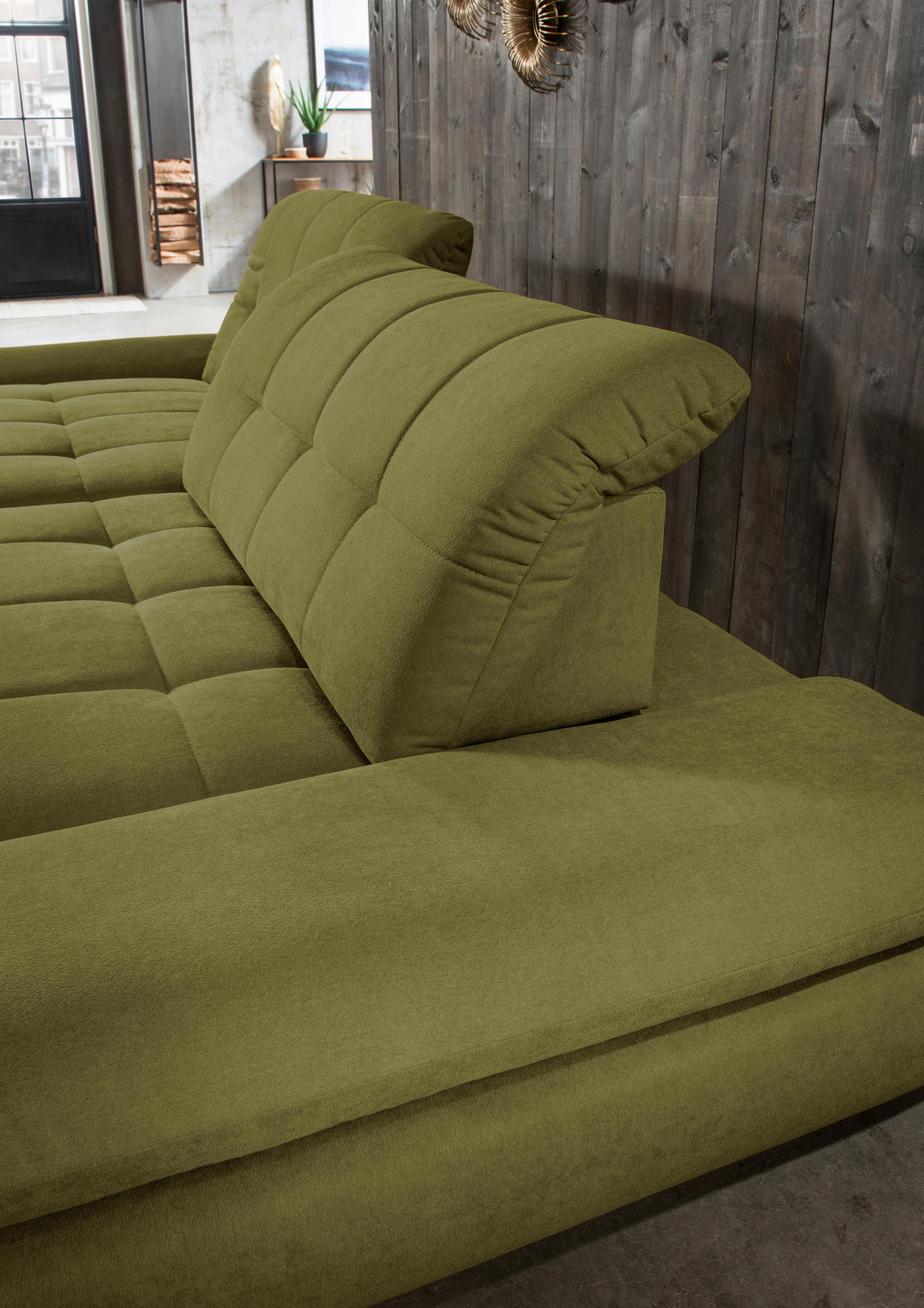 ECKSOFA in Mikrofaser Grün  - Schwarz/Grün, Design, Textil/Metall (198/290cm) - Xora