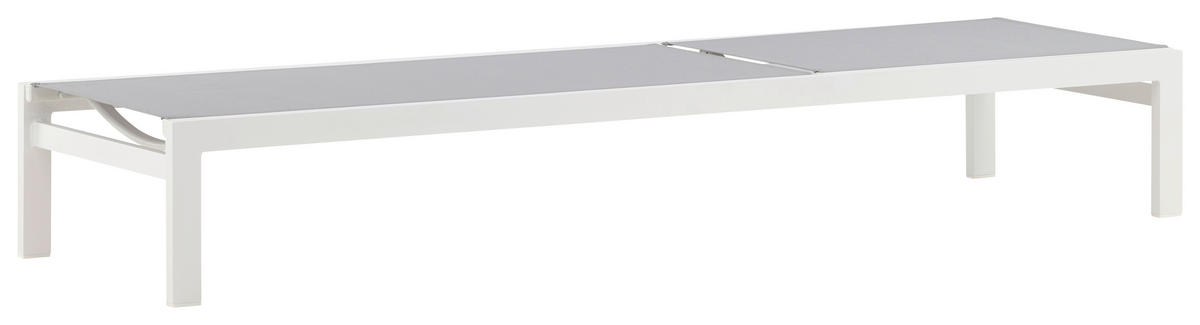 SONNENLIEGE 60/30/195 cm  - Weiß/Grau, KONVENTIONELL, Metall (60/30/195cm) - Gardenson