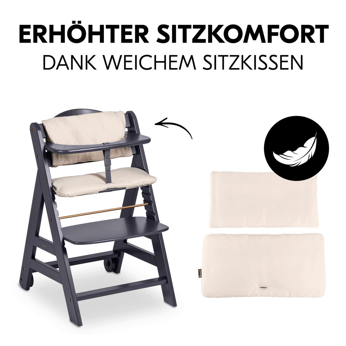 HOCHSTUHL Beta+ Anthrazit Dark Grey  - Anthrazit, Basics, Holz (48/79/58cm) - Hauck
