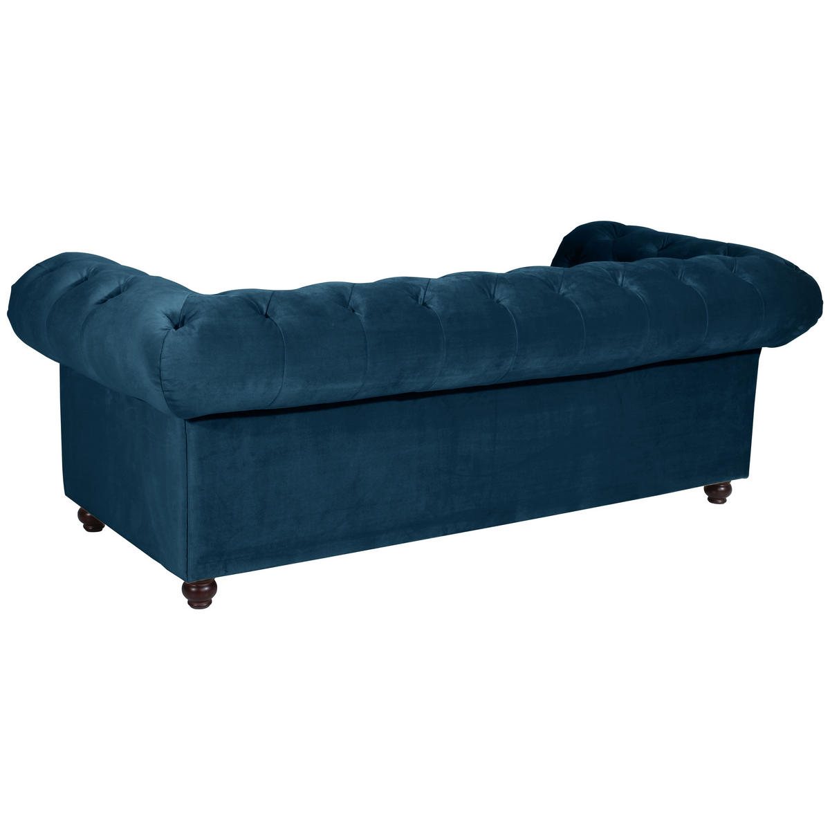 CHESTERFIELD-SOFA Orleans in Samt, Velours Petrol  - Nussbaumfarben/Petrol, Design, Holz/Textil (216/77/100cm) - Max Winzer